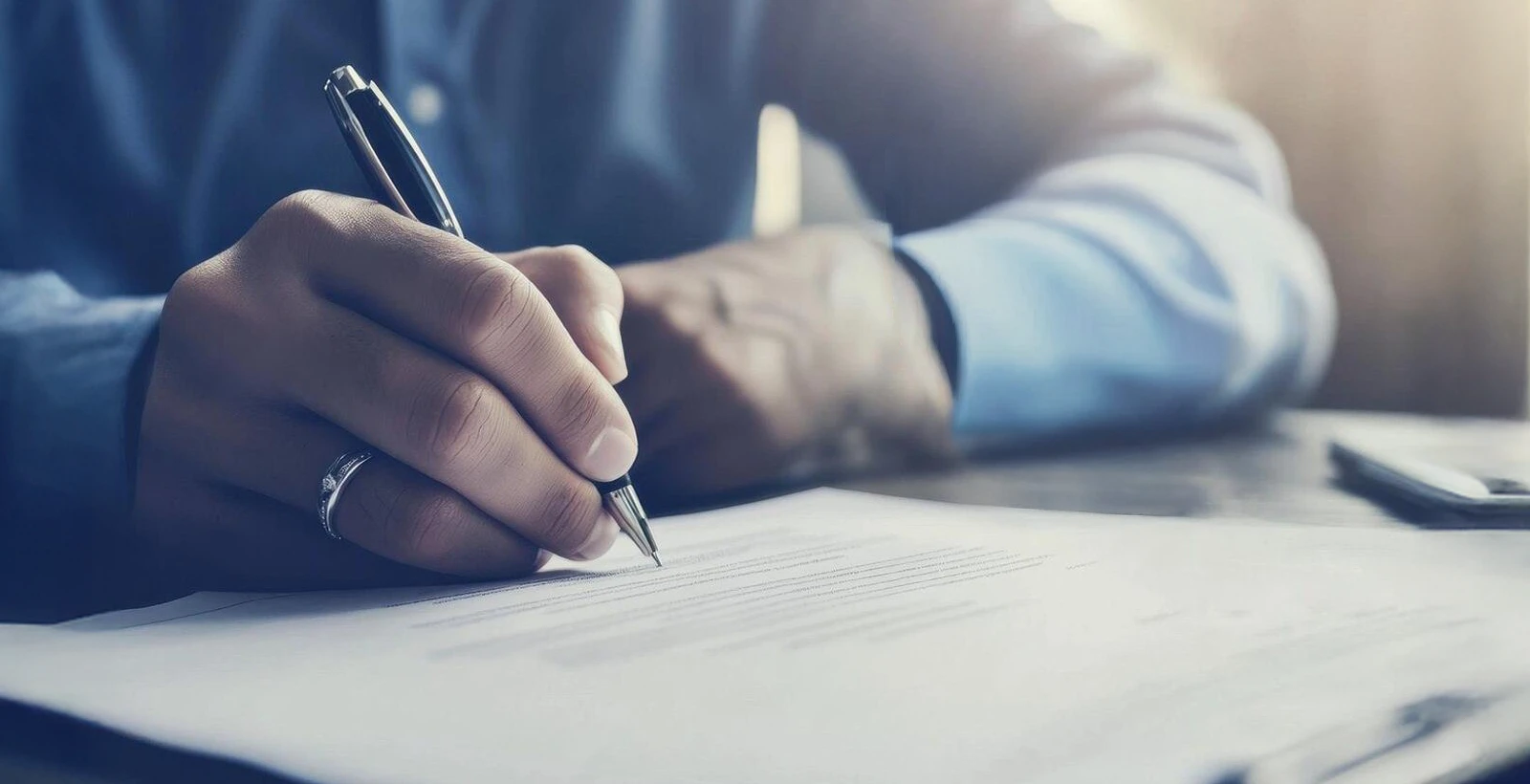 Close-up of a business professional signing compliance documents, representing the process of achieving PCI DSS certification and regulatory compliance in the UAE