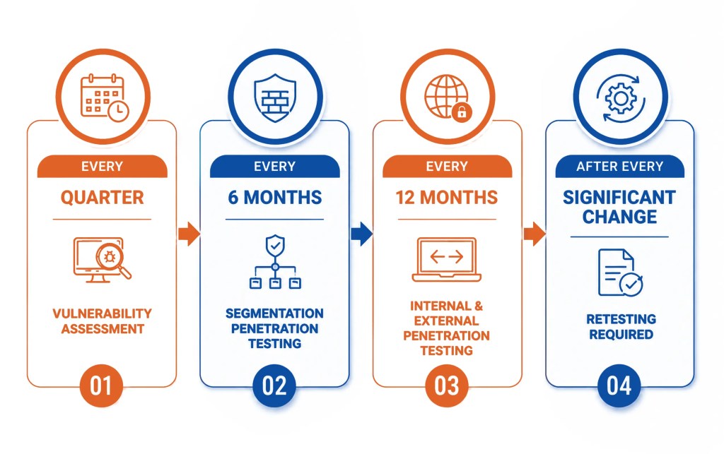 How often should PCI DSS penetration testing be performed?
