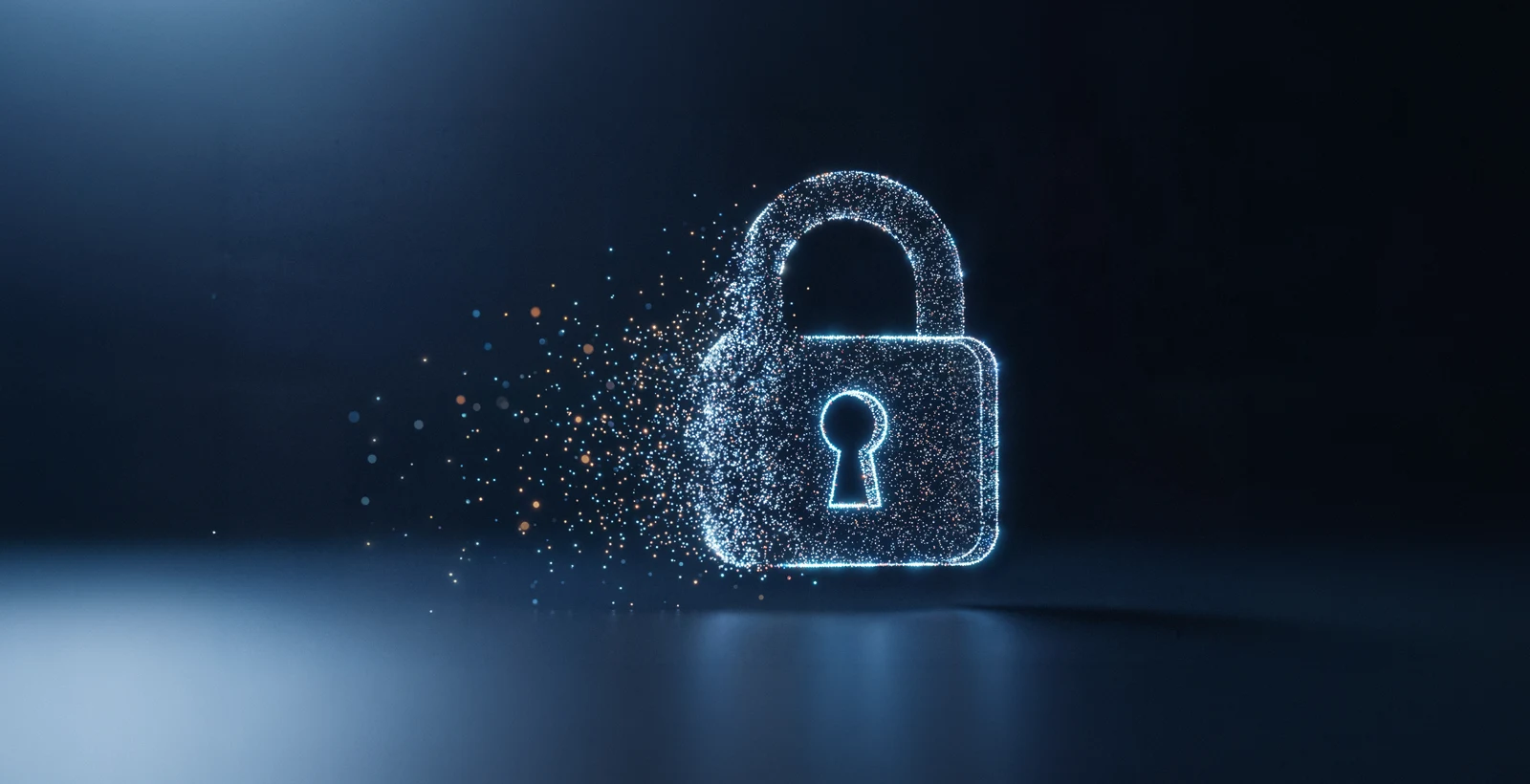 Glowing digital padlock dissolving into particles on a dark background, representing consent mismanagement and escalating privacy risks in day-to-day business operations under India’s DPDPA