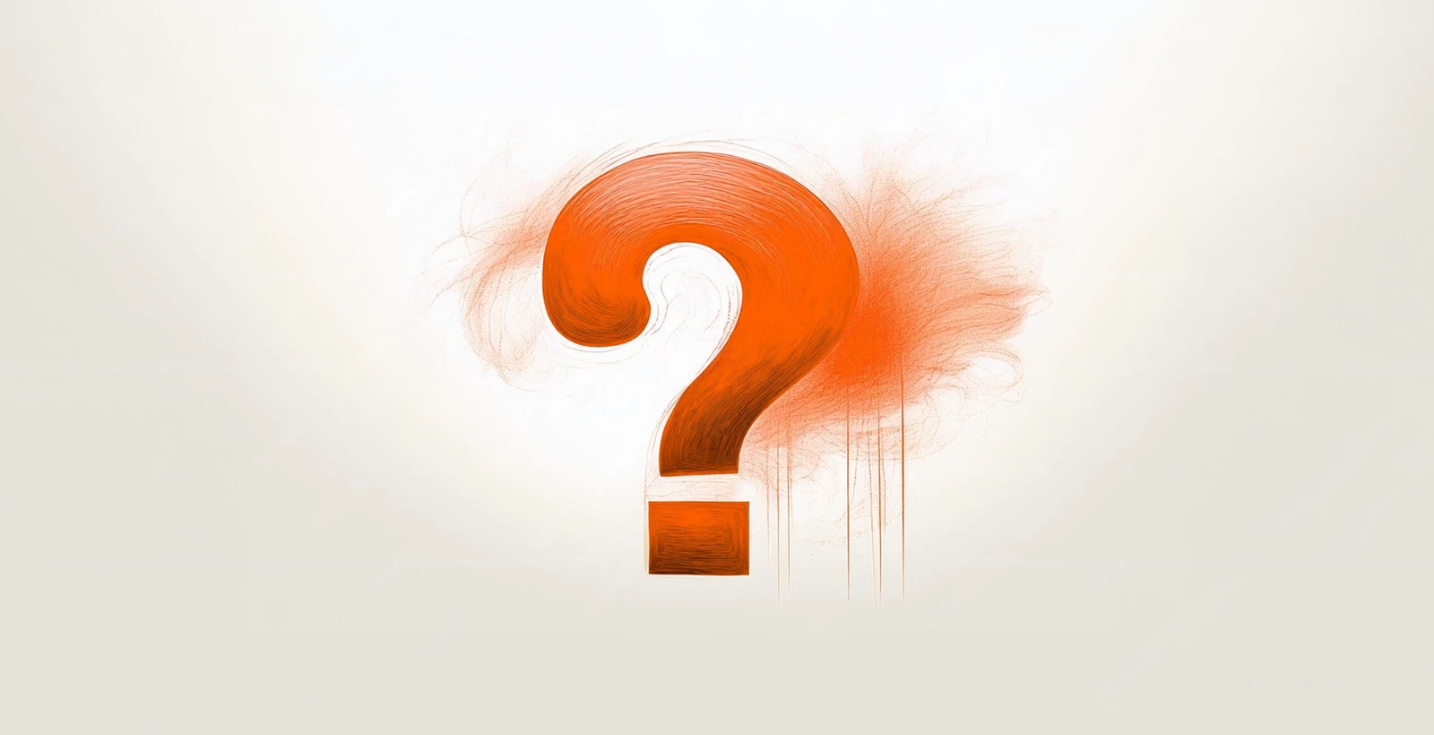 Large orange question mark with artistic brush strokes on a light background, representing uncertainty and decision-making about when a startup should hire a virtual Data Protection Officer (DPO)