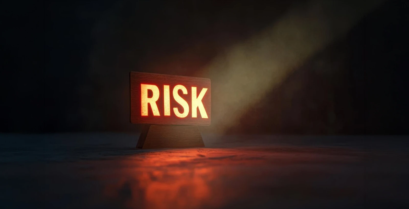 Glowing risk sign illuminated in a dark setting, symbolizing the use of ROPA records to identify high-risk processing and support DPIA assessments