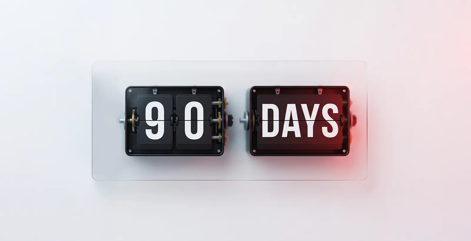 3D countdown display showing 90 days for ADHICS audit preparation and DoH Abu Dhabi compliance.