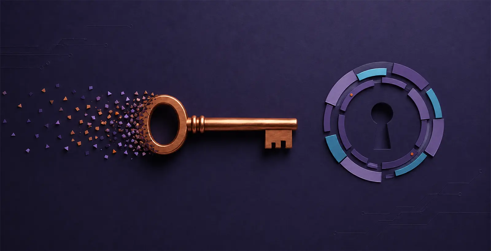 A key formed for particles about to open a vault symbolizing PQC Readiness Assessment-: What It Is and Why 2035 Is Already Too Late to Start