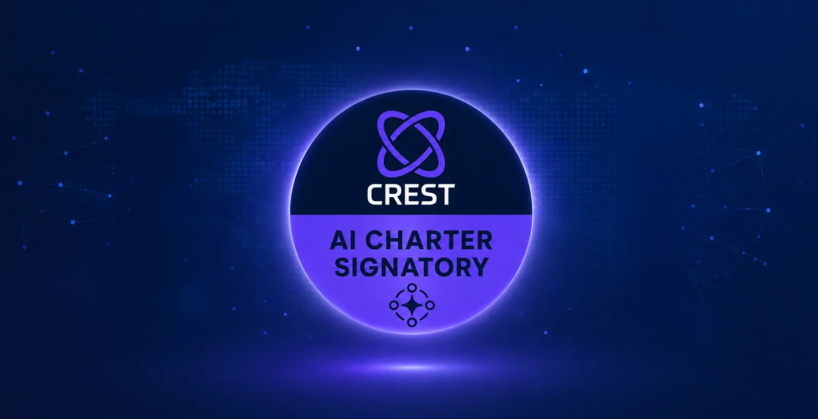 CREST AI Charter Signatory badge representing trusted AI security, governance, and responsible artificial intelligence for businesses.